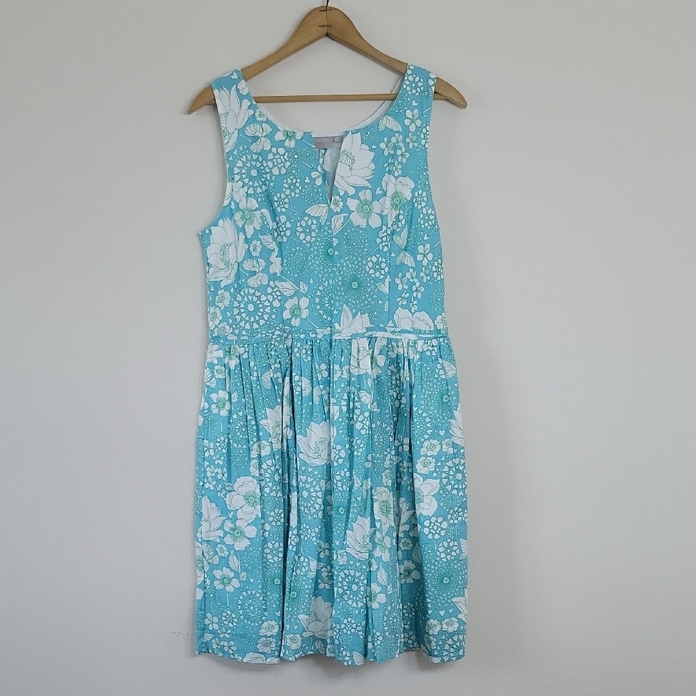 Eshakti Blue Floral Retro Sleeveless Dress Size XL/16